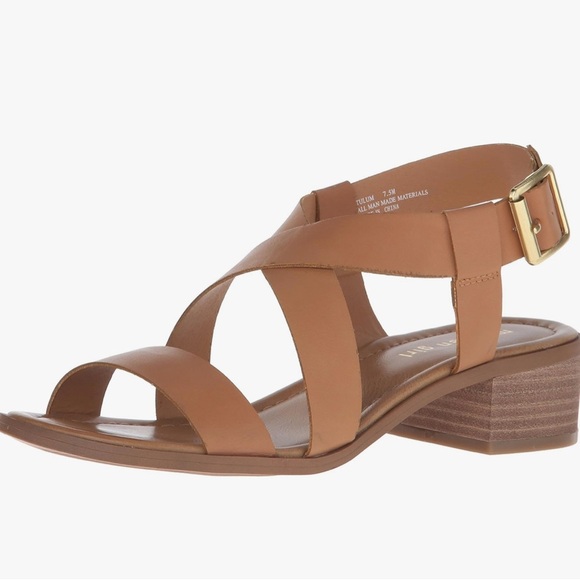 Madden Girl Brown Strappy Buckle Mini Heel Sandal - Picture 1 of 5
